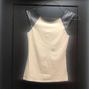 Express Top with faux leather sleeves